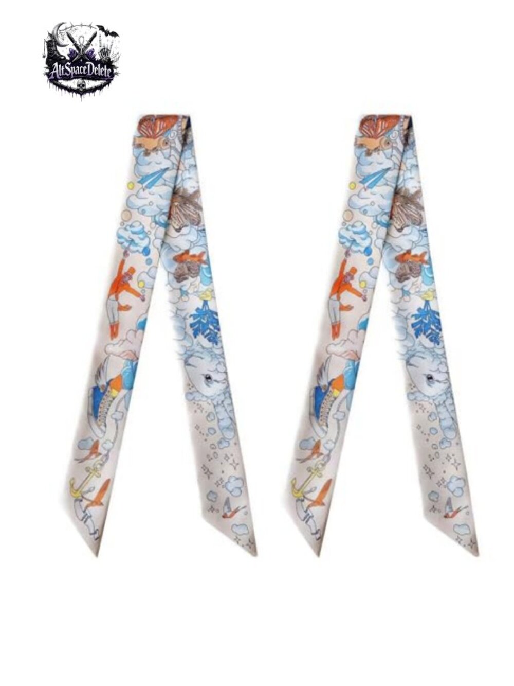 100% Mulberry Silk Skinny Scarf 2Pc Hair Ribbon Bag Twill Wrap